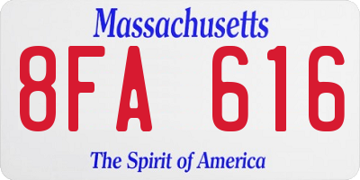 MA license plate 8FA616