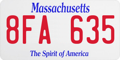 MA license plate 8FA635