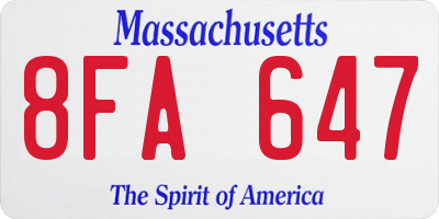 MA license plate 8FA647