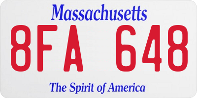 MA license plate 8FA648