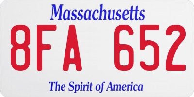 MA license plate 8FA652