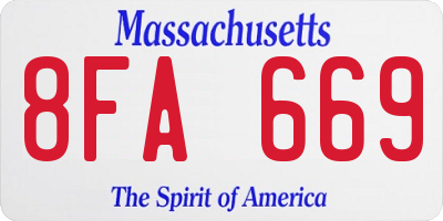 MA license plate 8FA669