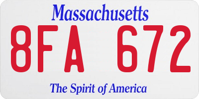 MA license plate 8FA672