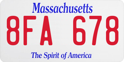 MA license plate 8FA678