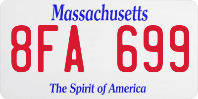 MA license plate 8FA699
