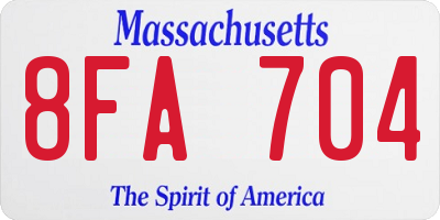 MA license plate 8FA704