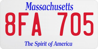 MA license plate 8FA705