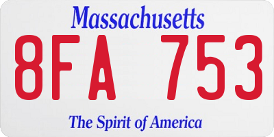 MA license plate 8FA753