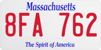 MA license plate 8FA762
