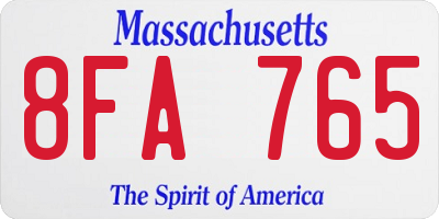 MA license plate 8FA765