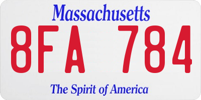MA license plate 8FA784