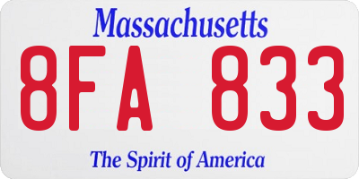 MA license plate 8FA833