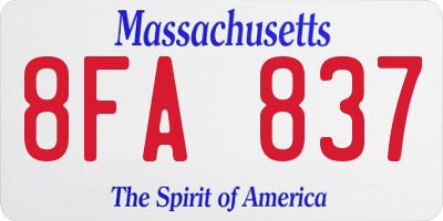 MA license plate 8FA837