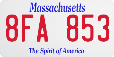 MA license plate 8FA853