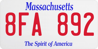 MA license plate 8FA892