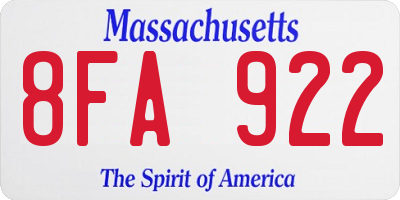 MA license plate 8FA922