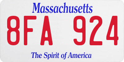 MA license plate 8FA924