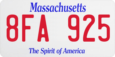 MA license plate 8FA925
