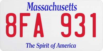 MA license plate 8FA931