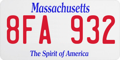 MA license plate 8FA932