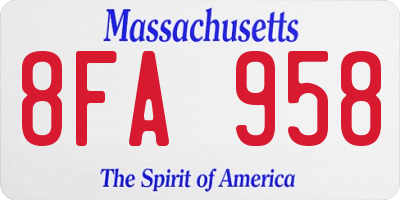 MA license plate 8FA958