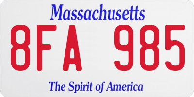 MA license plate 8FA985
