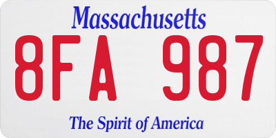 MA license plate 8FA987