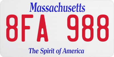MA license plate 8FA988