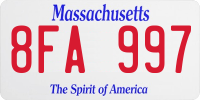 MA license plate 8FA997