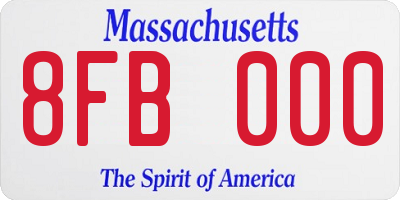 MA license plate 8FB000