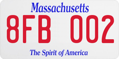 MA license plate 8FB002