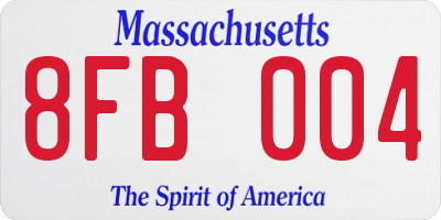 MA license plate 8FB004