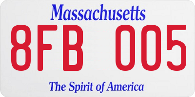 MA license plate 8FB005