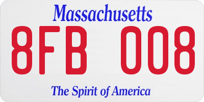 MA license plate 8FB008