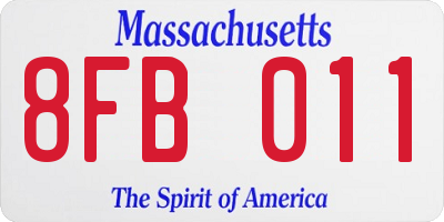 MA license plate 8FB011