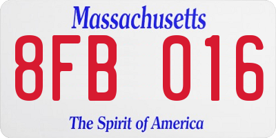 MA license plate 8FB016