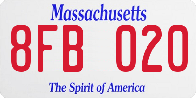 MA license plate 8FB020