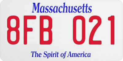 MA license plate 8FB021