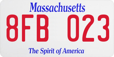 MA license plate 8FB023