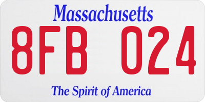MA license plate 8FB024