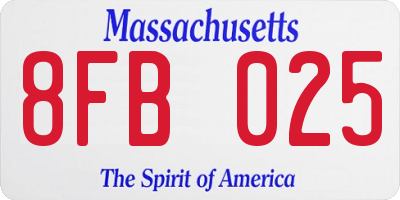 MA license plate 8FB025