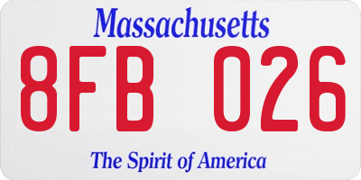 MA license plate 8FB026