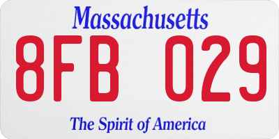 MA license plate 8FB029