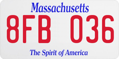 MA license plate 8FB036