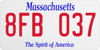 MA license plate 8FB037
