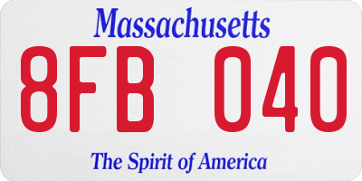 MA license plate 8FB040
