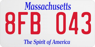 MA license plate 8FB043