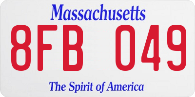 MA license plate 8FB049