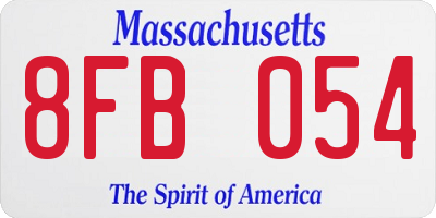 MA license plate 8FB054
