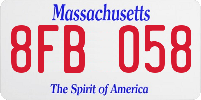 MA license plate 8FB058